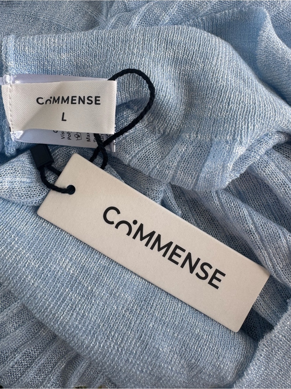 Commense Light Blue Ribbed Short Sleeve Top - Picture 6 of 6
